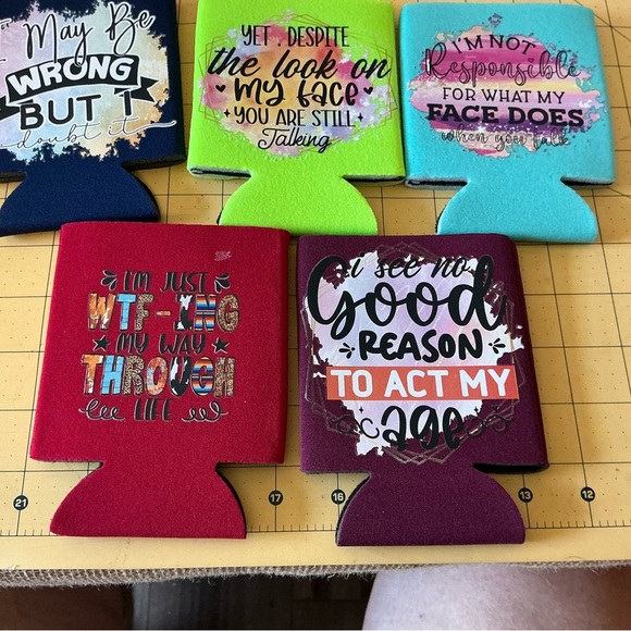 Set of 5 Hand Pressed Drink Coozies, BN! - Picture 3 of 3